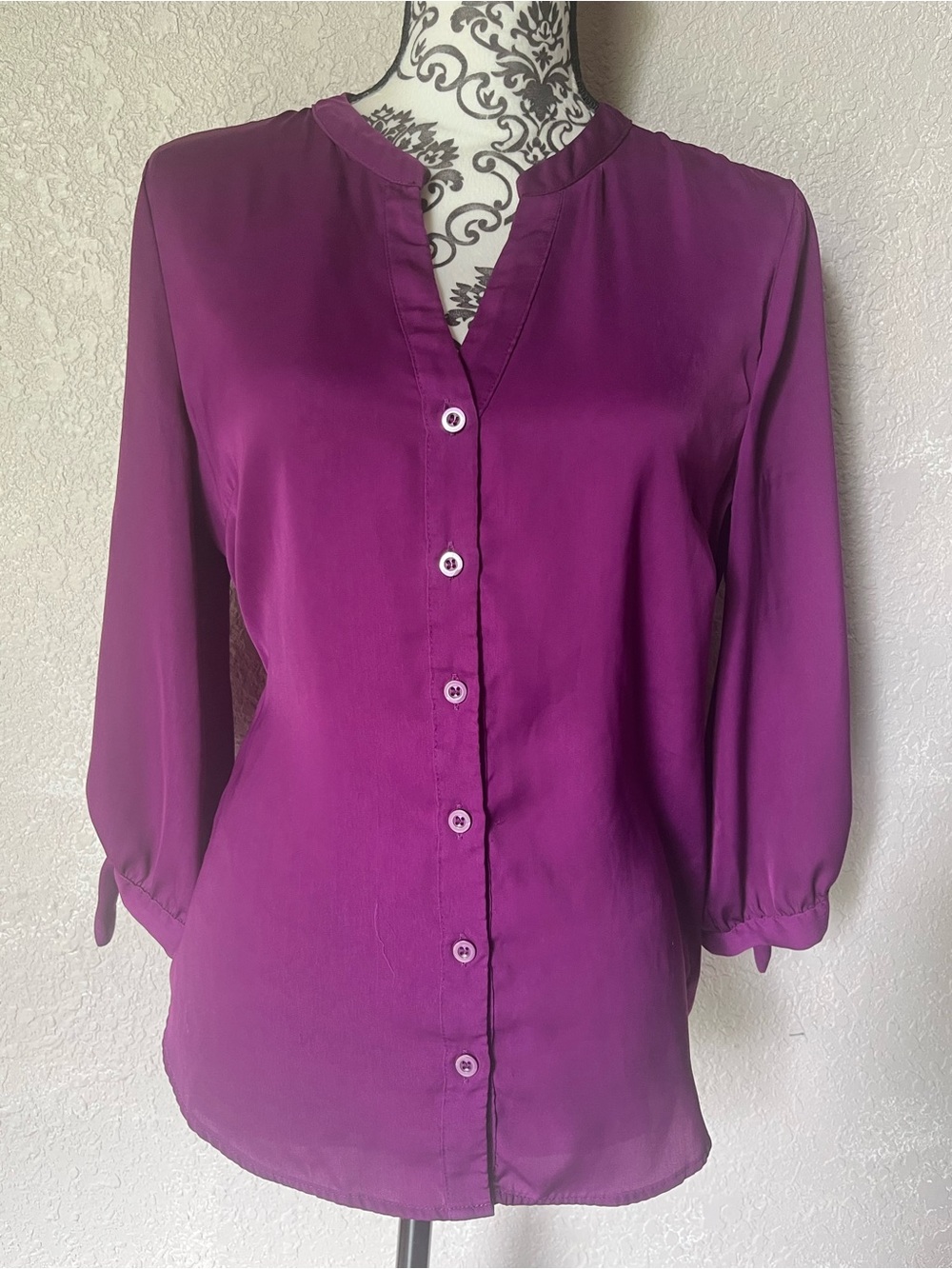 New York & Company Magenta Button-Down Blouse.purple